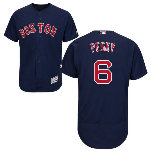 Red Sox #6 Johnny Pesky Navy Blue Flexbase Authentic Collection Stitched MLB Jersey
